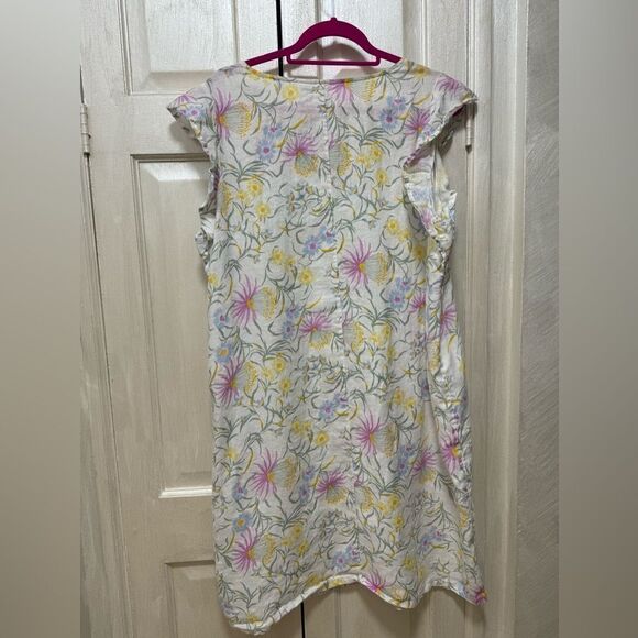 Joie Women 1X Linen Floral Pastel cap Flutter Sleeve Shift Dress - Picture 2 of 8